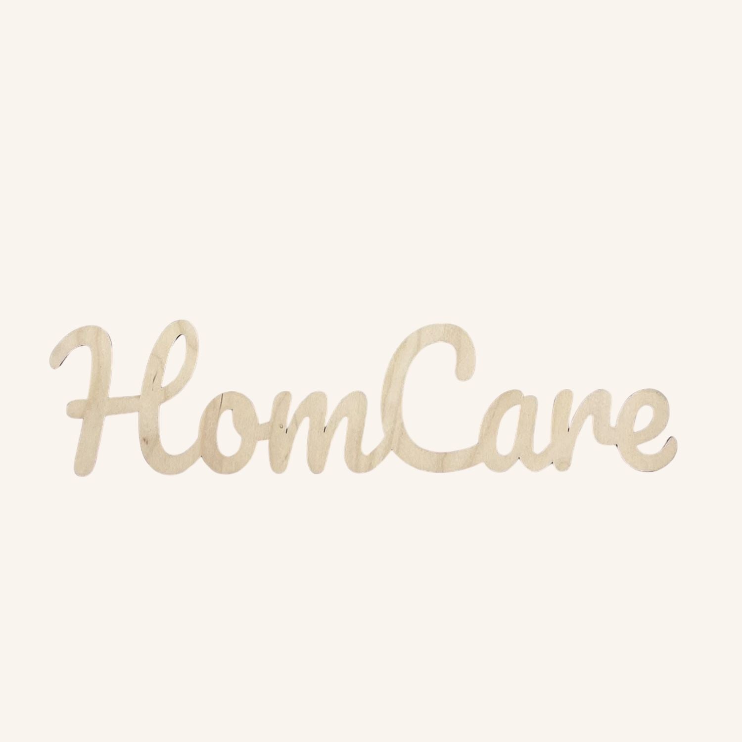 Puinen HomCare-kyltti