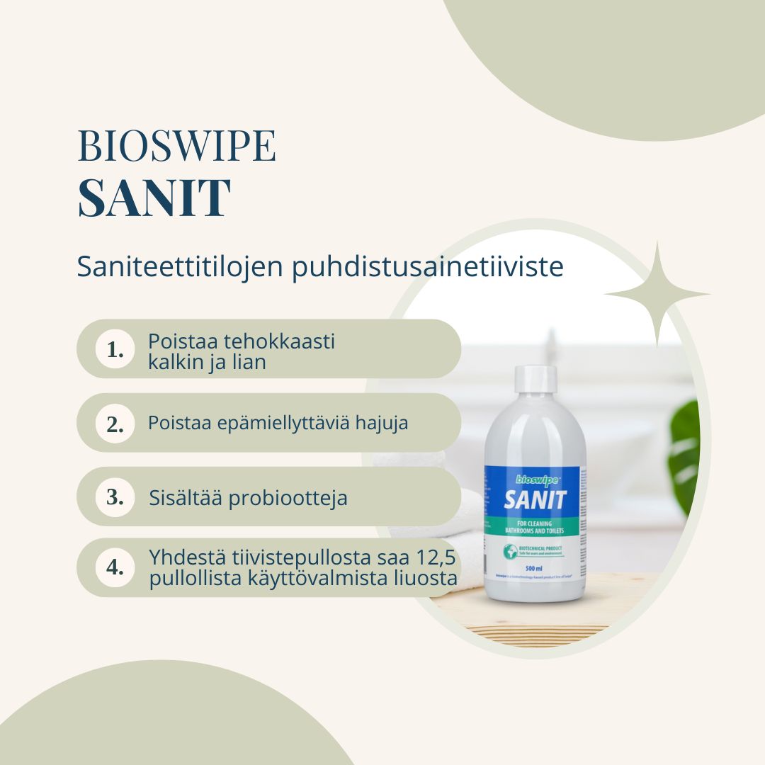 BioSwipe Sanit -saniteettitilojen puhdistusaine 500 ml