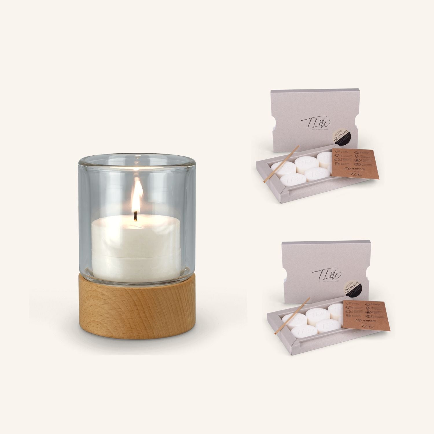 T Lite -kynttilälyhty + tuoksuton ja hunajameloni -kynttilävahat