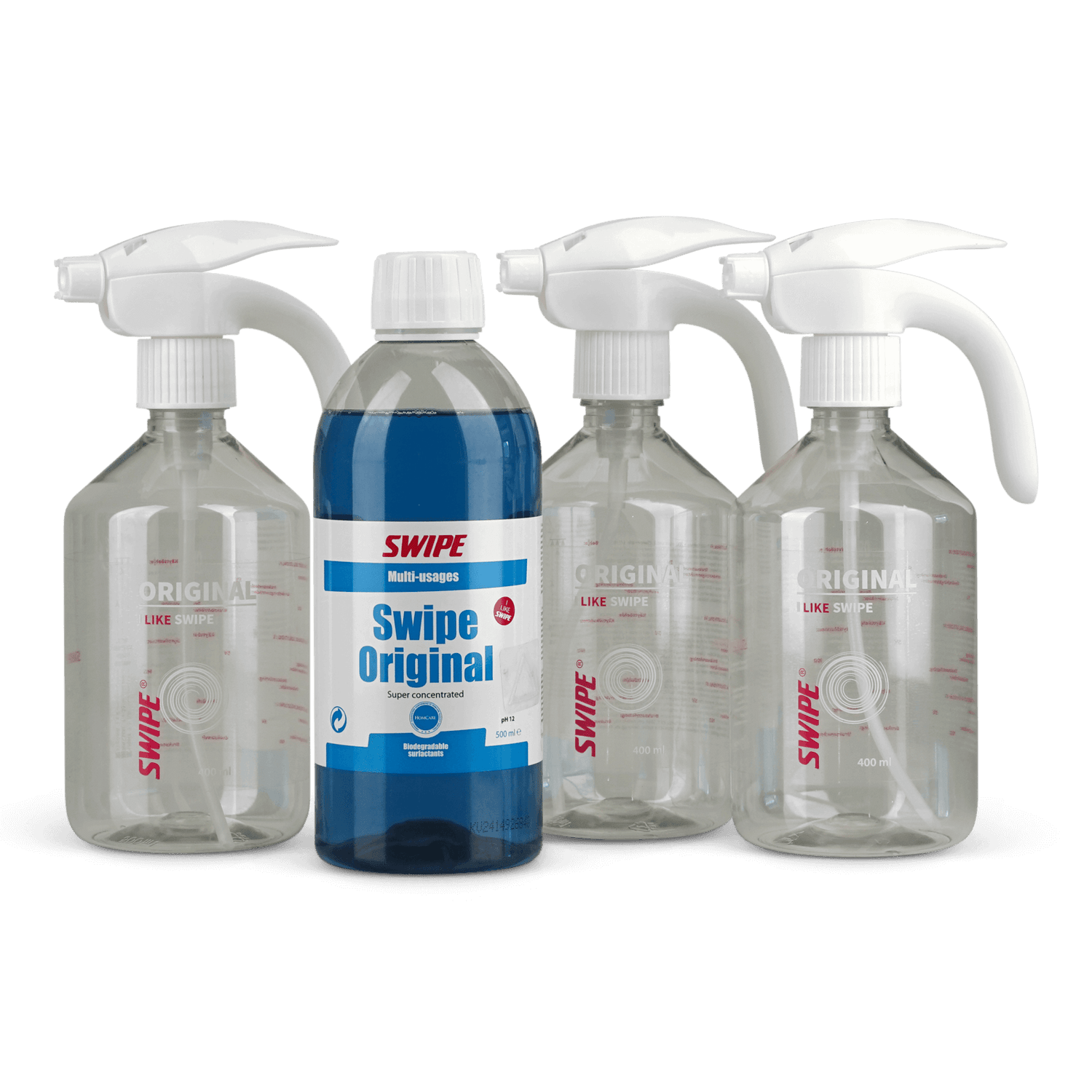 Swipe Original 500 ml + sumutinpullosarja (sis. 3 sumutinpulloa)